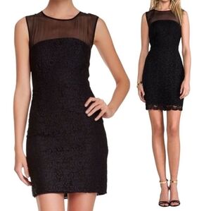 Diane Von Furstenberg Nisha Black Silk and Lace Blend‎ Dress Size 2